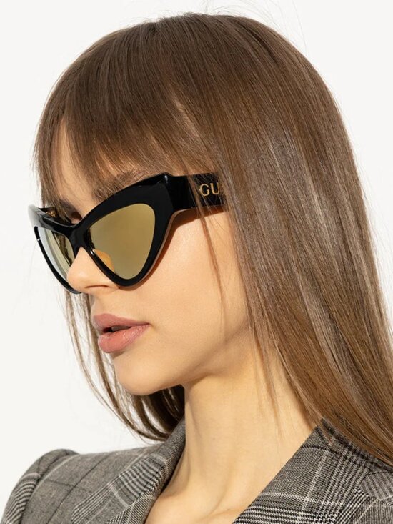 GUCCI GG 1294S 002 Shiny Black Frame Gold Mirror Lens 57-14-130 Sunglasses main image 16